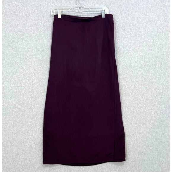 Vtg Eileen Fisher 100% Silk Skirt Size M/L Faux Wrap Maxi Elastic Waist Timeless